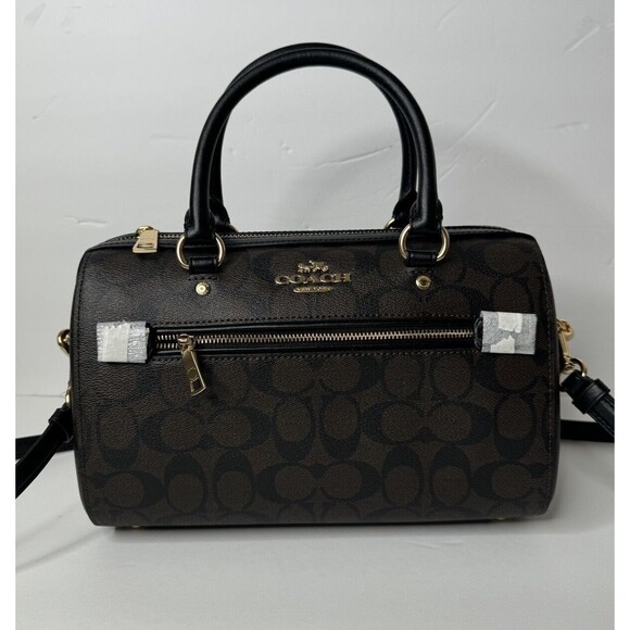 Coach Brown Rowan Satchel In Signature Canvas Crossbody Bag F83607,new - Picture 1 of 13